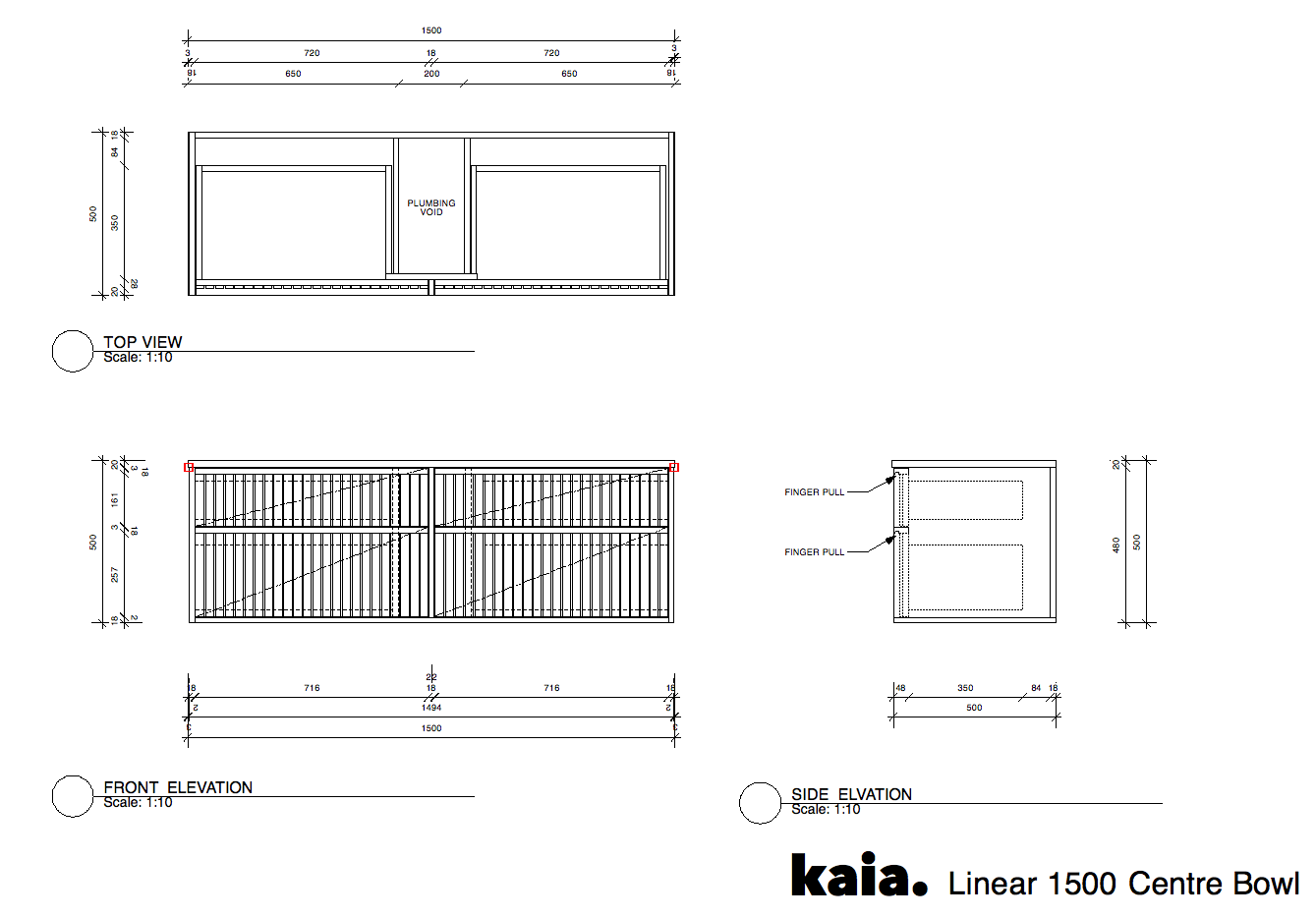 Linear 1500 Vanity (Centre Basin)